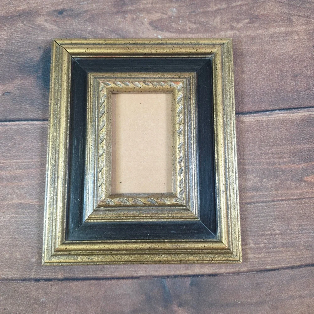 Picture Frame Home Decor 4x6 Gold Black Good Ornate Tiered Wood